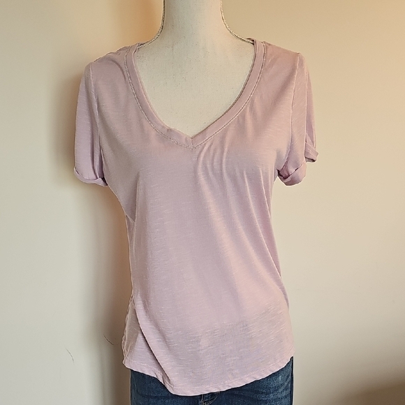 White House Black Market Tops - WHBM Women's V-Neck Light Light Purple Top